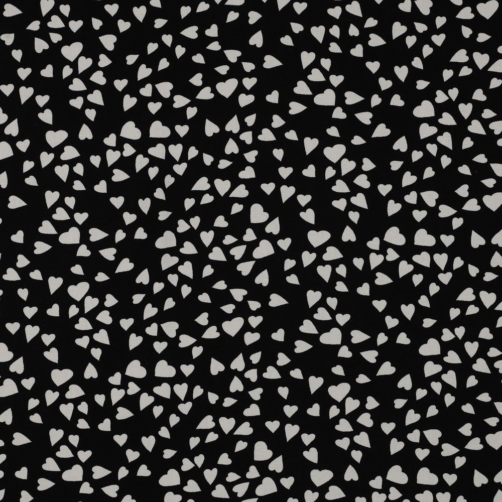Viskose Lenzing Ecovero Hearts Herzen schwarz