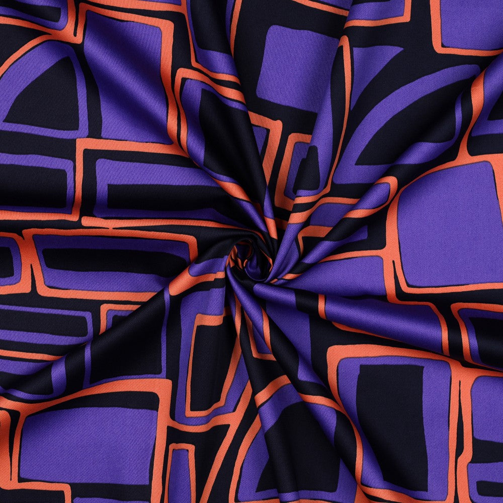 Baumwollsatin Geometric navy lila