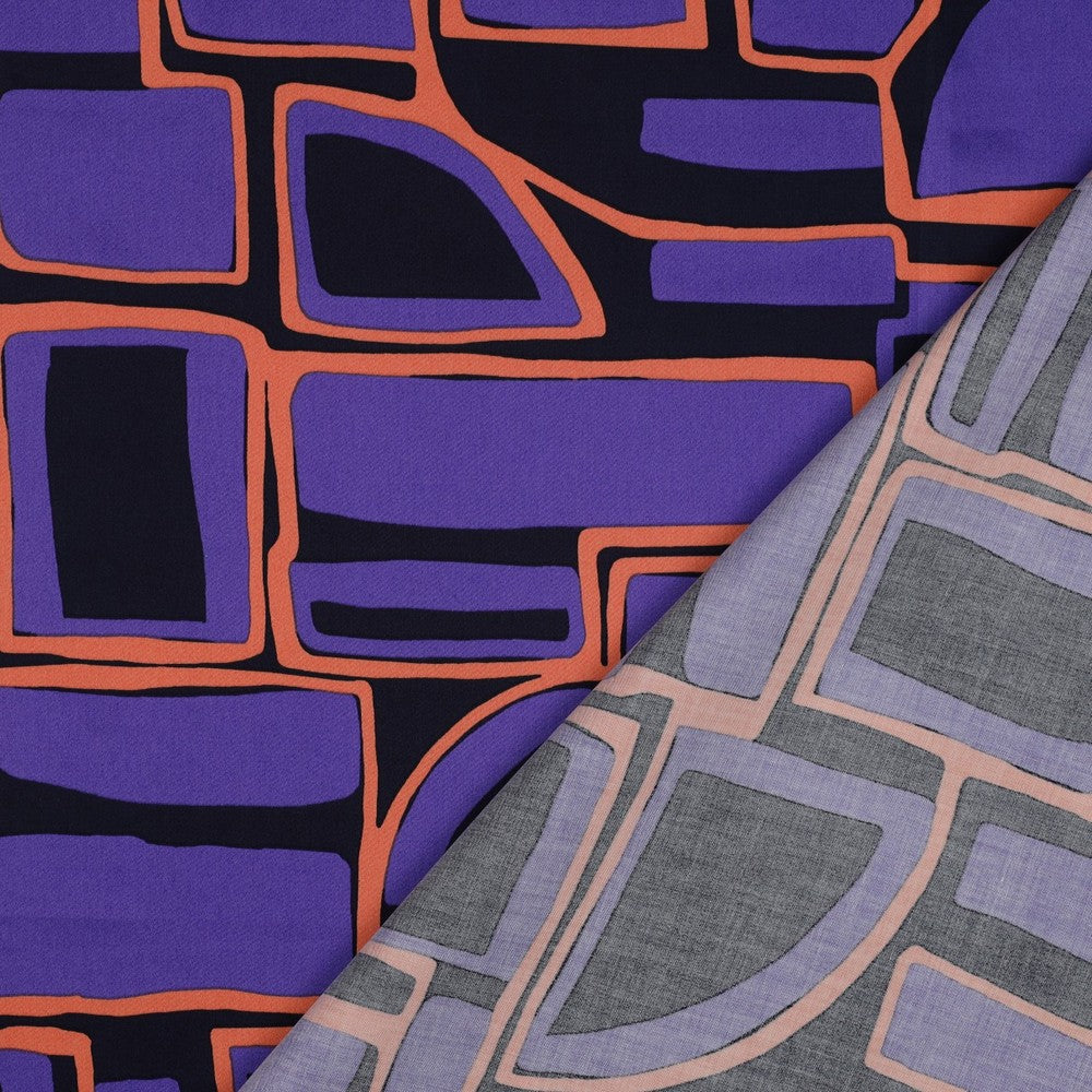 Baumwollsatin Geometric navy lila