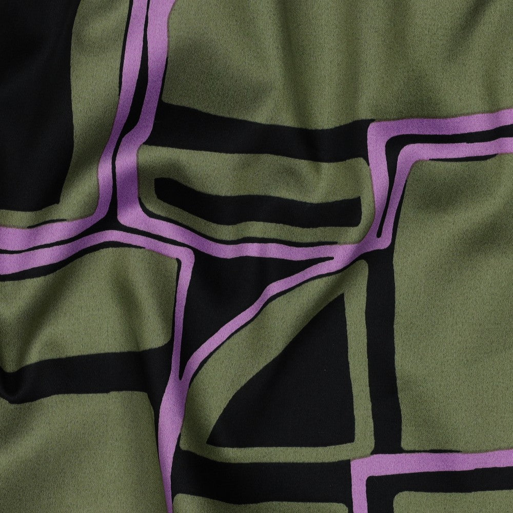Baumwollsatin Geometric schwarz flieder