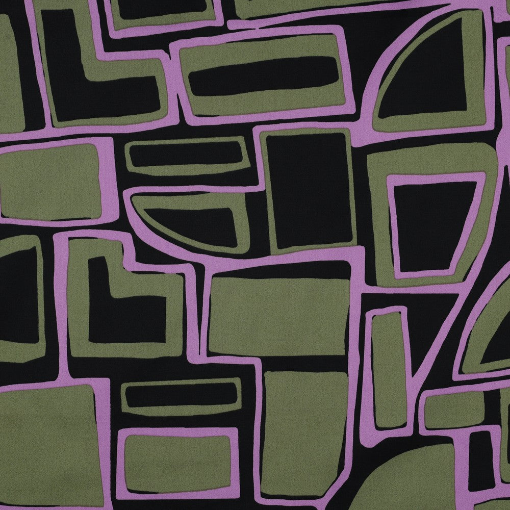 Baumwollsatin Geometric schwarz flieder