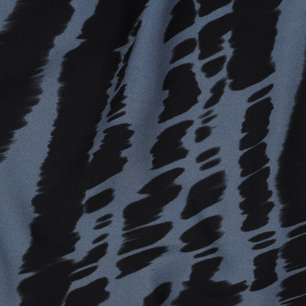 Viskose Bluse digital Abstract blau schwarz