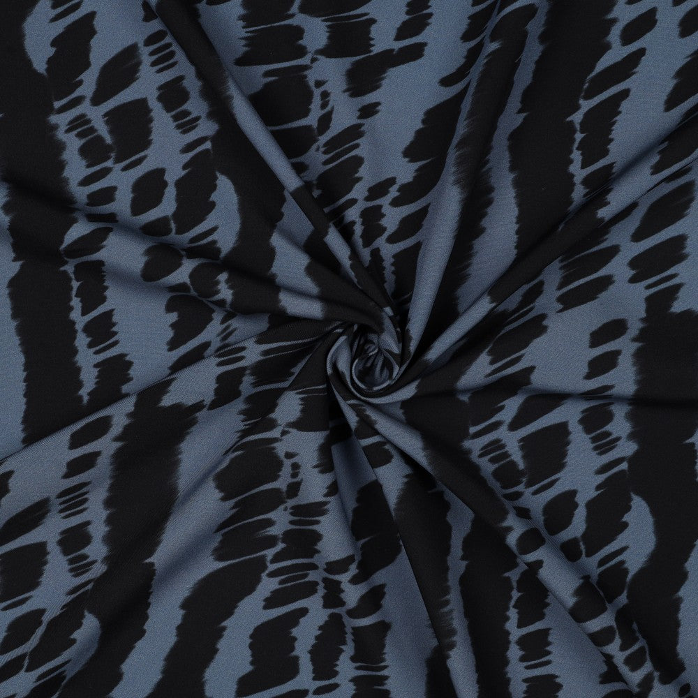 Viskose Bluse digital Abstract blau schwarz