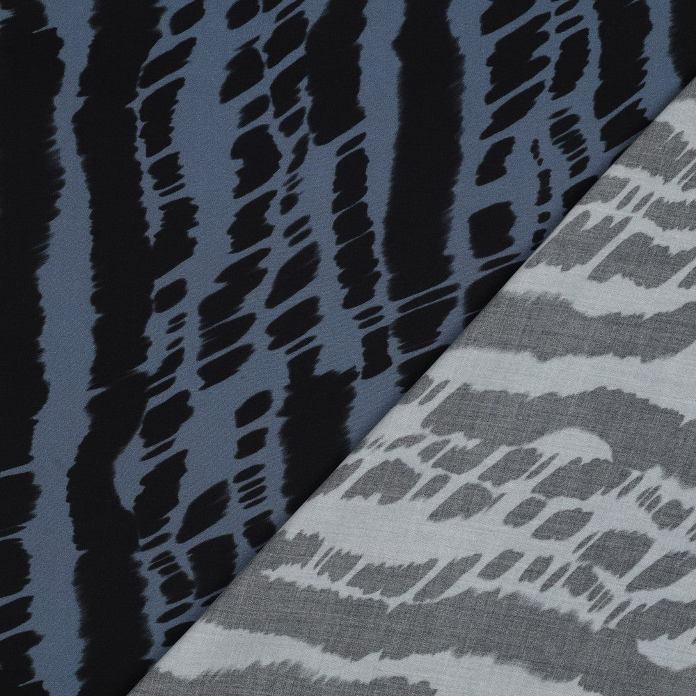 Viskose Bluse digital Abstract blau schwarz