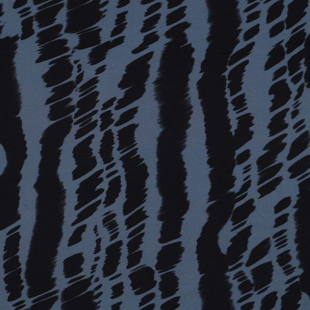 Viskose Bluse digital Abstract blau schwarz