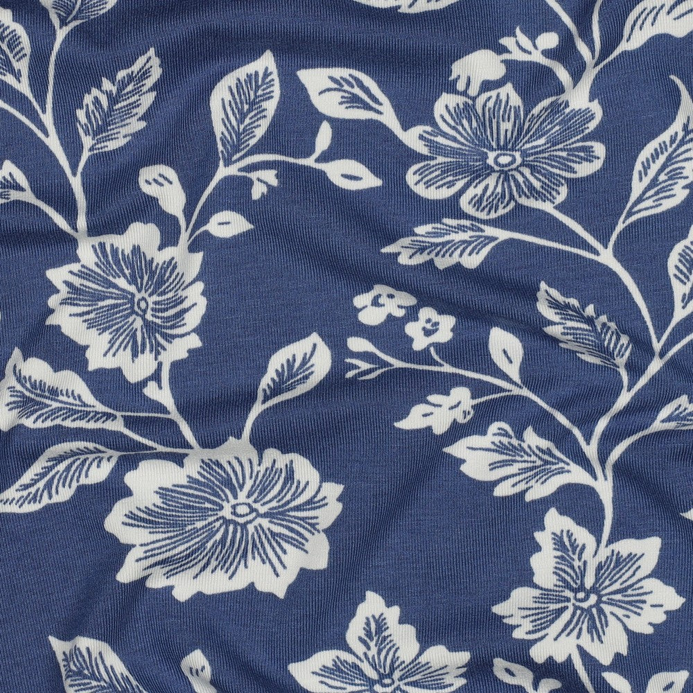 Jersey Viskose Flowers blau