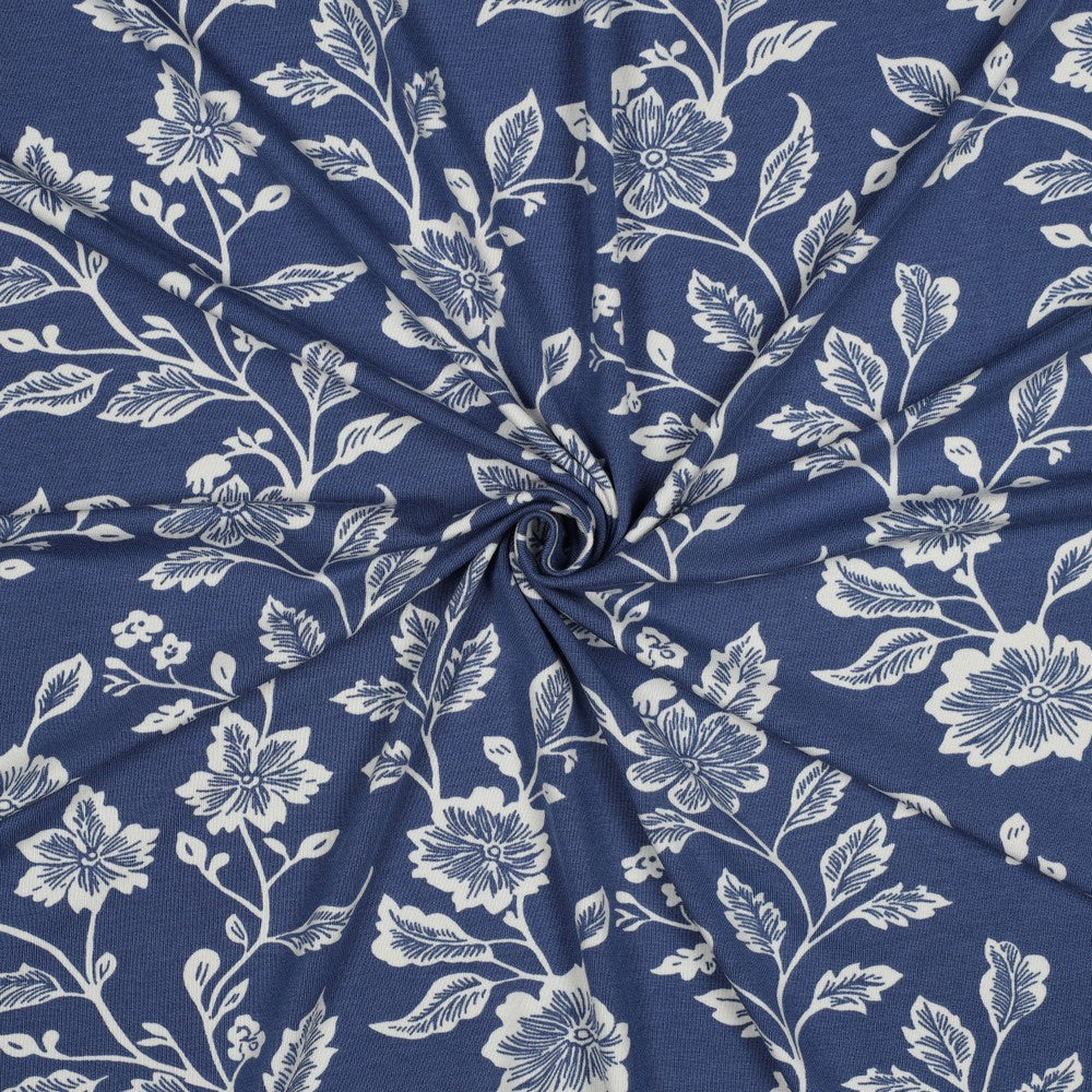 Jersey Viskose Flowers blau