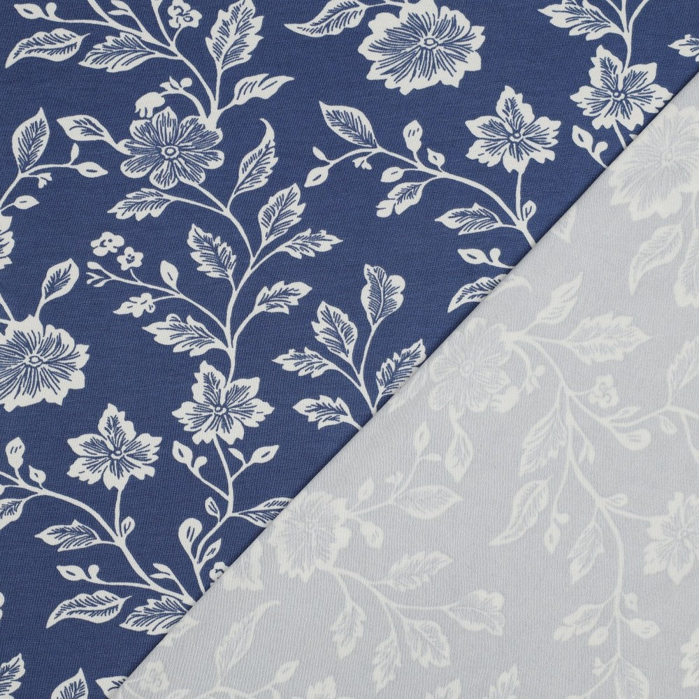 Jersey Viskose Flowers blau