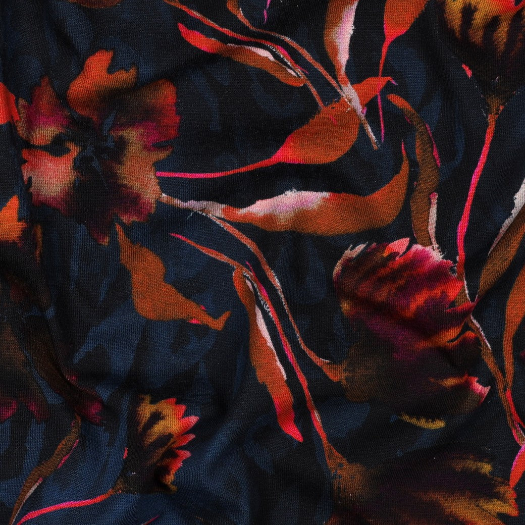 Jersey digital Flowers navy