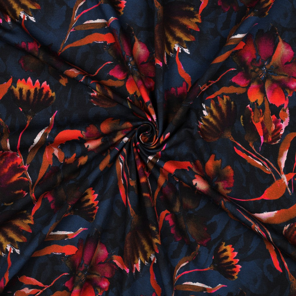 Jersey digital Flowers navy