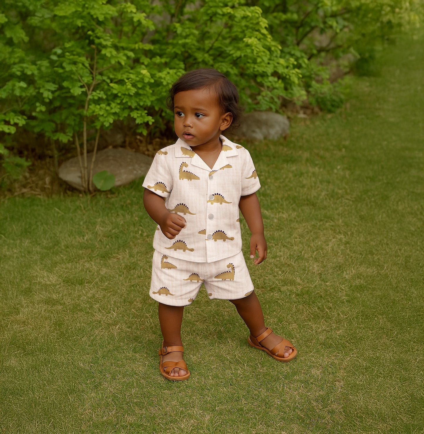 Musselin Bio Dinosaurier natural