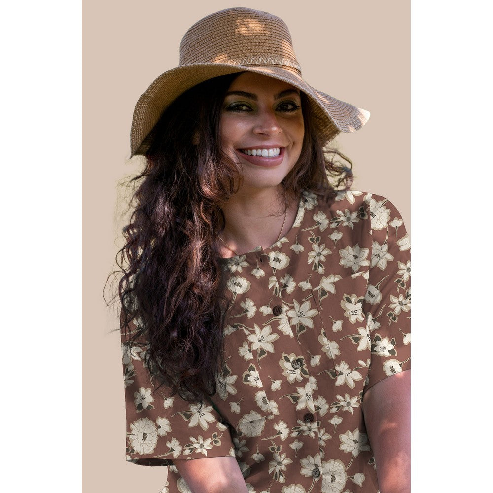 Leinen washed Big Flowers navy
