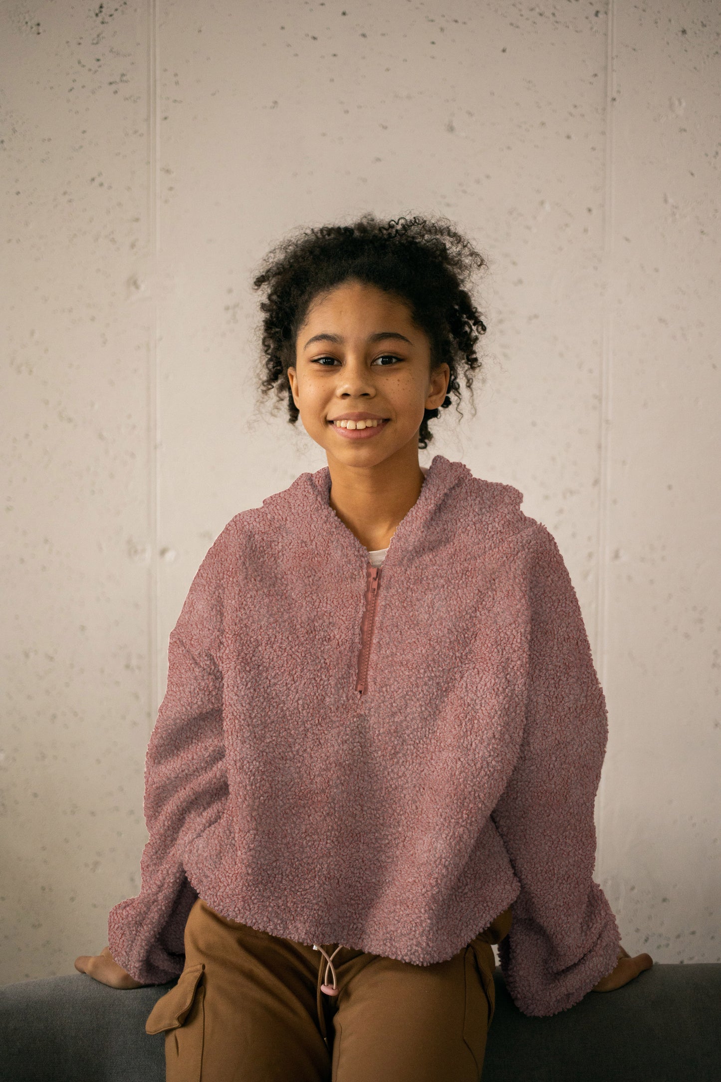 Baumwoll Teddy dunkel mauve