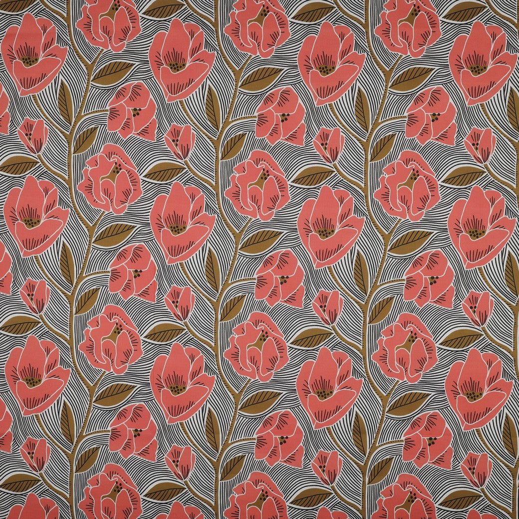 Bald erhältlich - Baumwolle Voile Blumen koralle