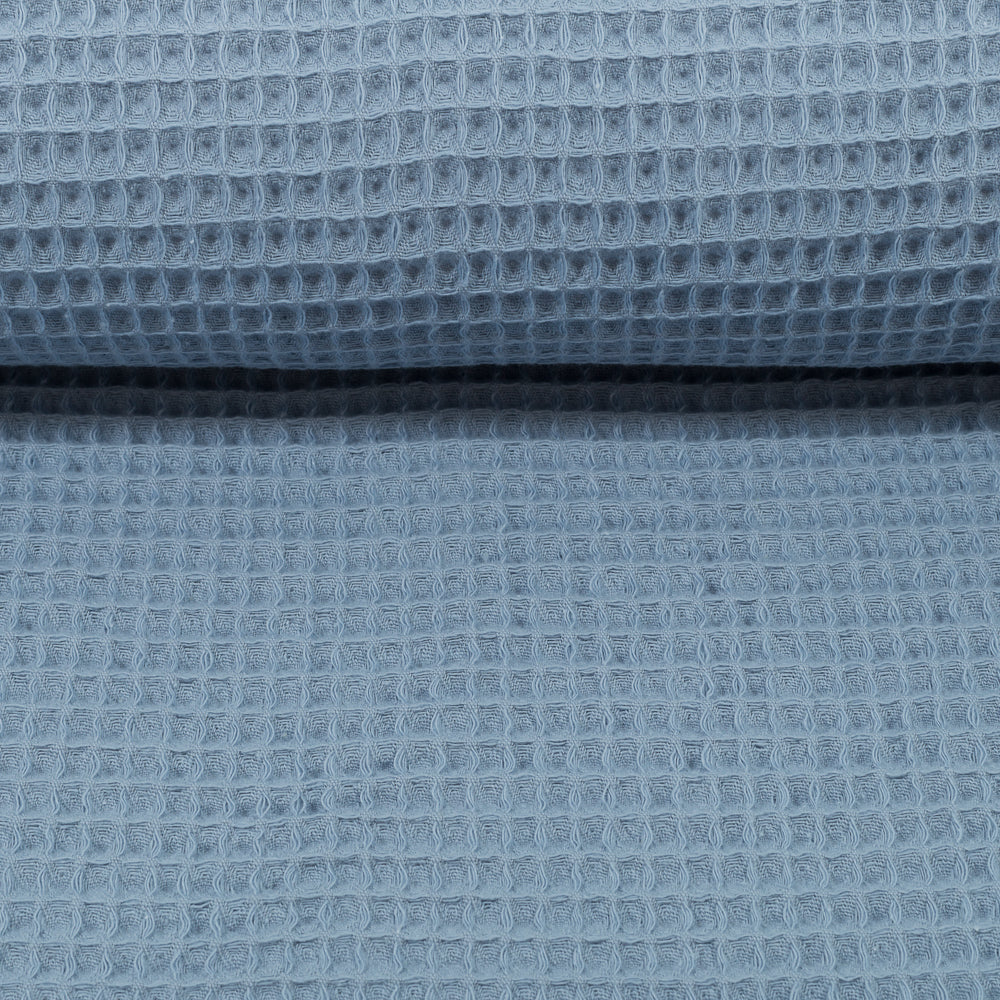 Waffelpiqué uni rauchblau