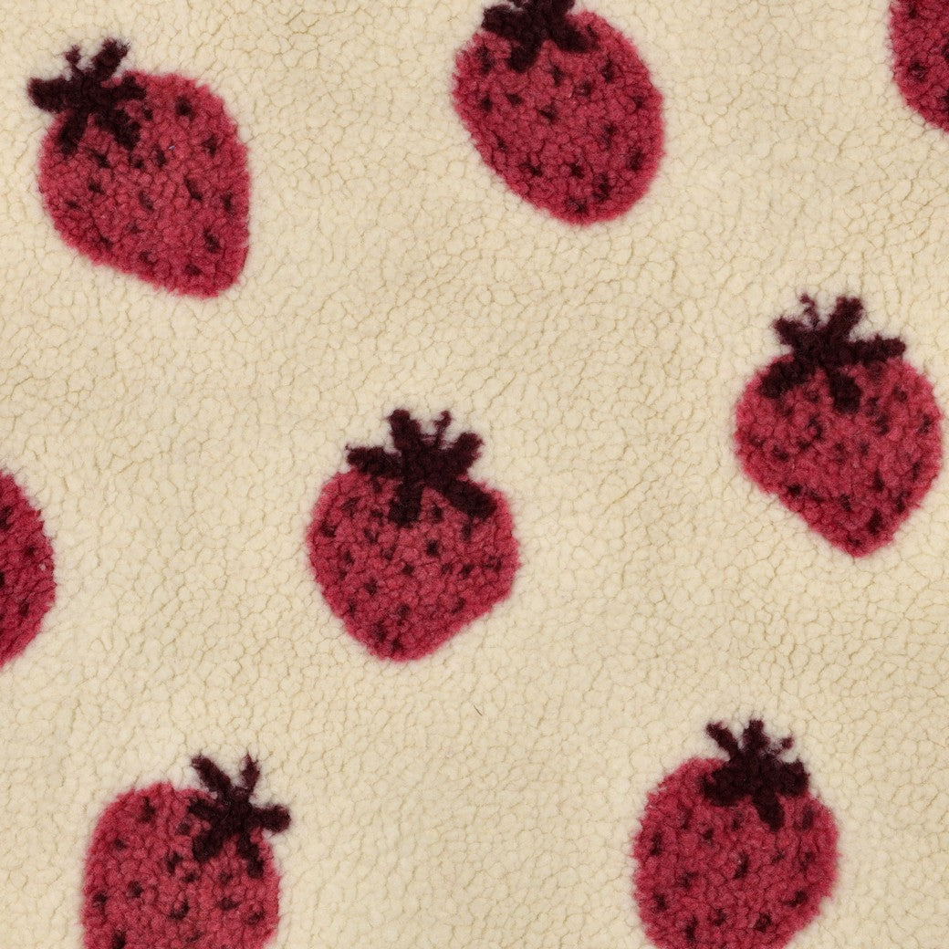 Teddystoff Erdbeeren ecru