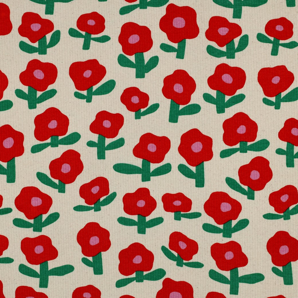 Jersey Rippenjersey Bio Blumen by Jennifer Bouron natur orange