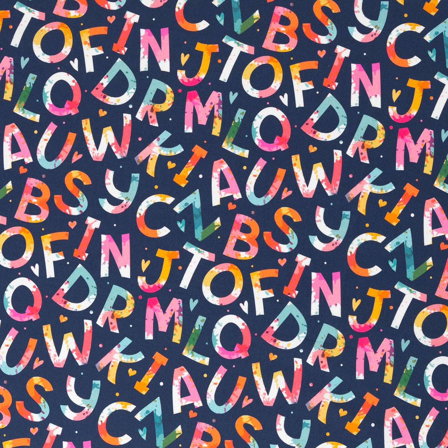 Baumwolle ABC pink orange rosa auf blau