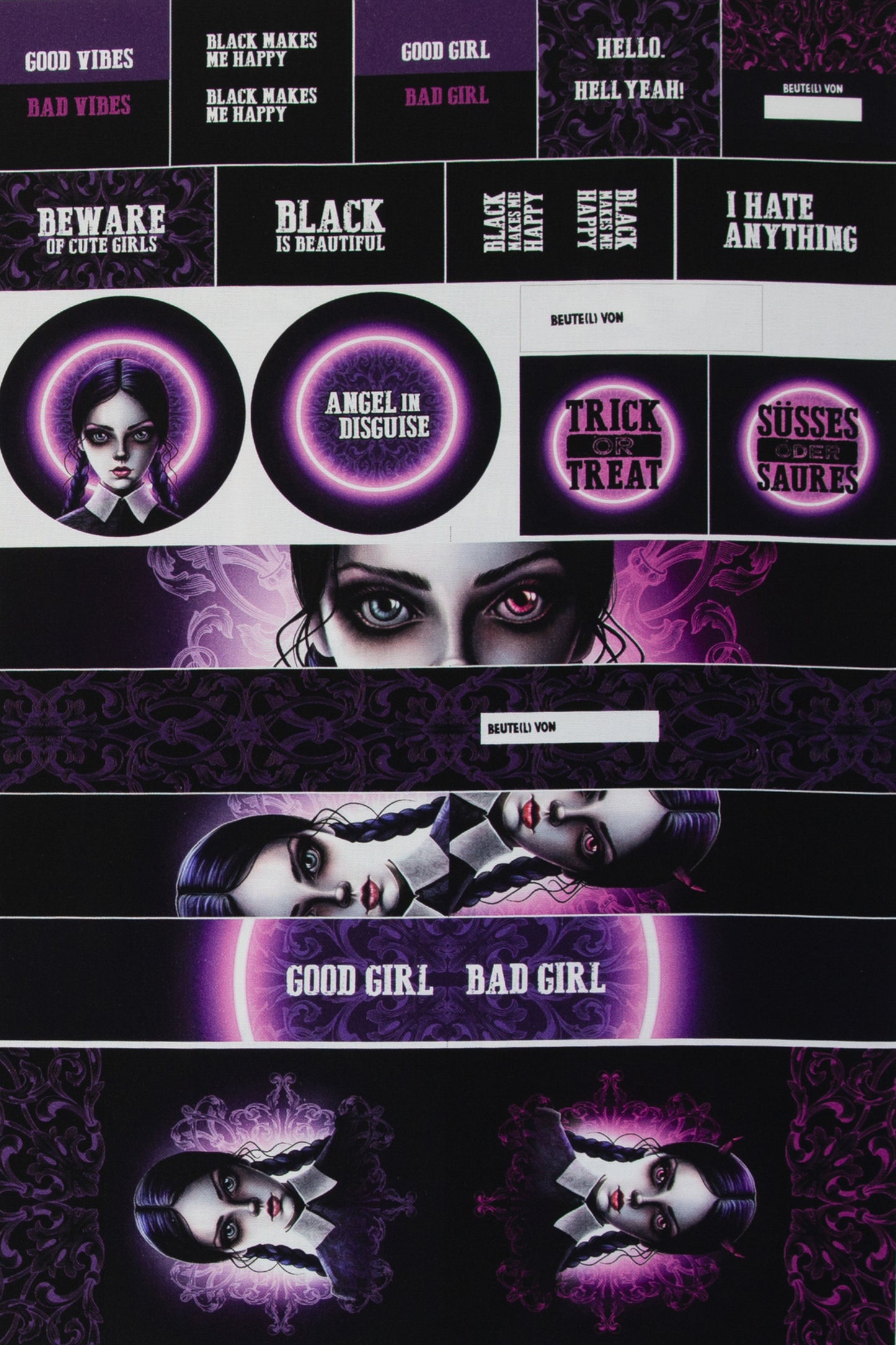 Canvas Panel DIY Bag Halloween Good Girl Bad Girl