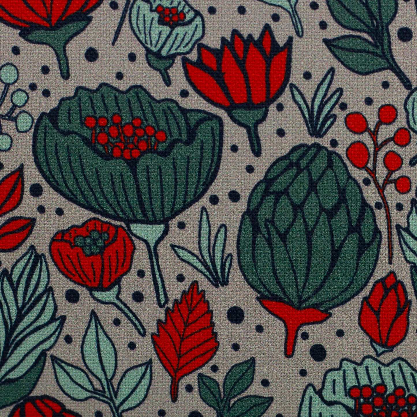 Canvas Garden Stories by Emjo Design Blumen grau smaragd