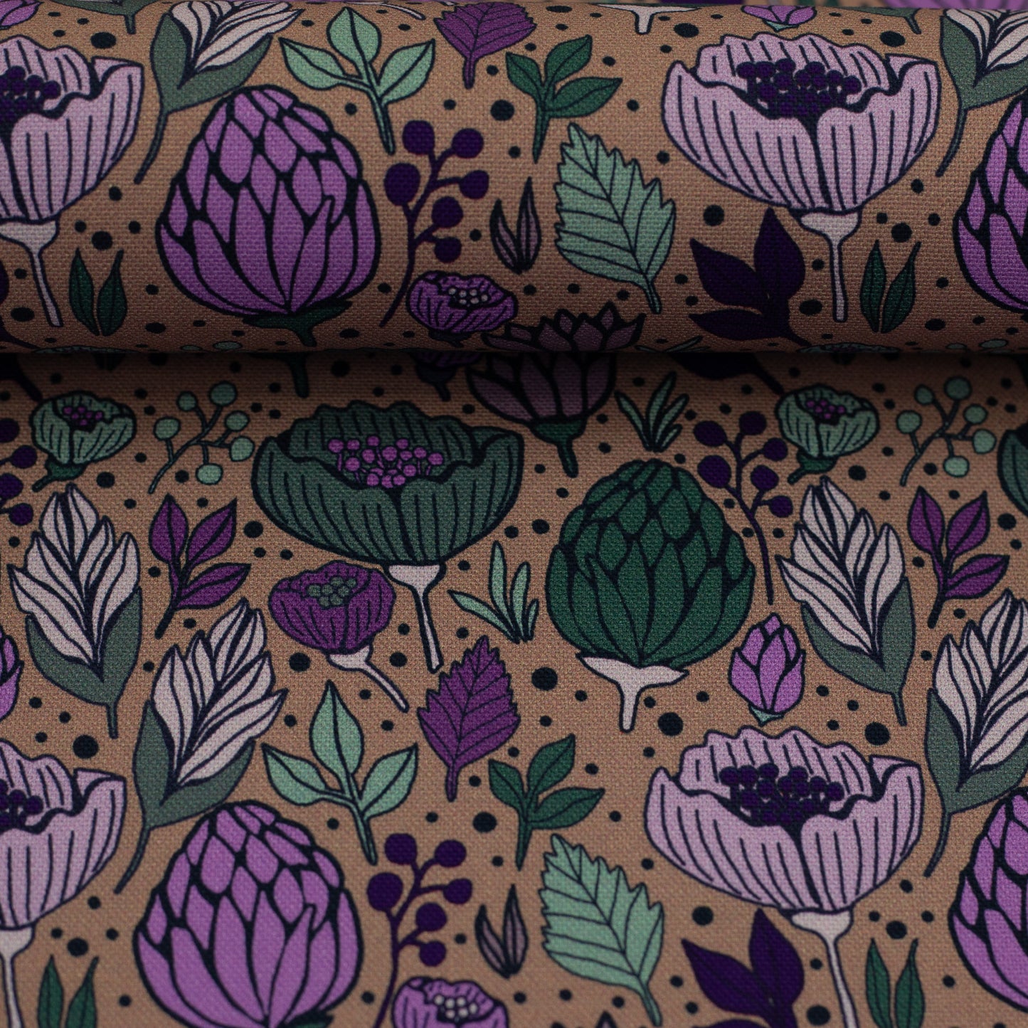 Canvas Garden Stories by Emjo Design Blumen altrosa smaragd