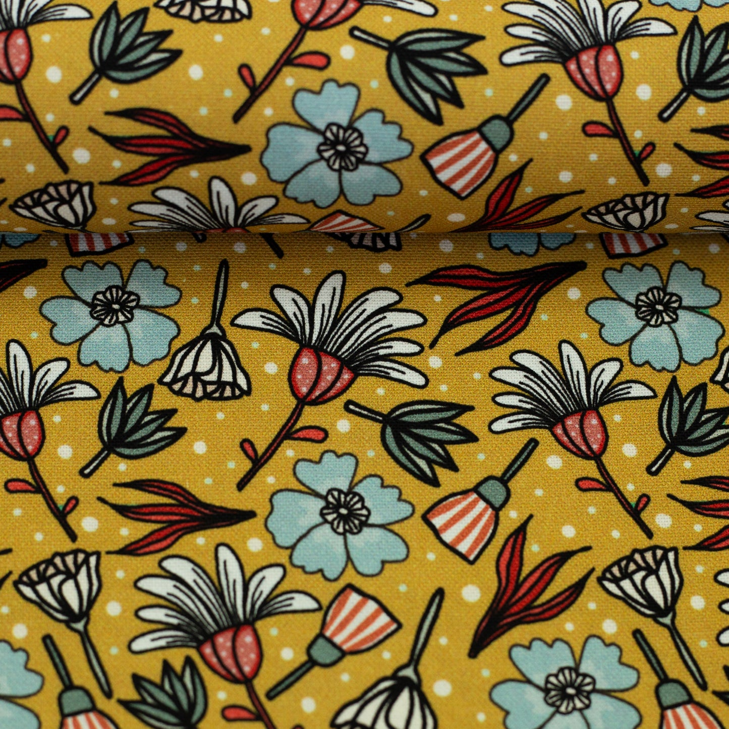 Canvas Garden Stories by Emjo Design Blumen senf mint