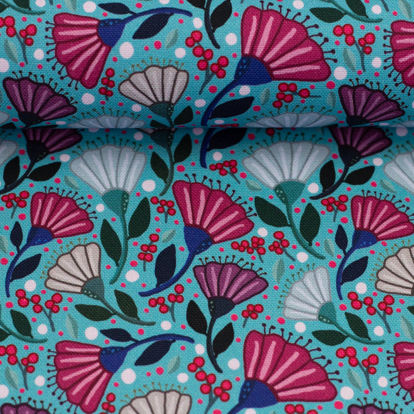 Canvas Garden Stories by Emjo Design Blumen türkis pink