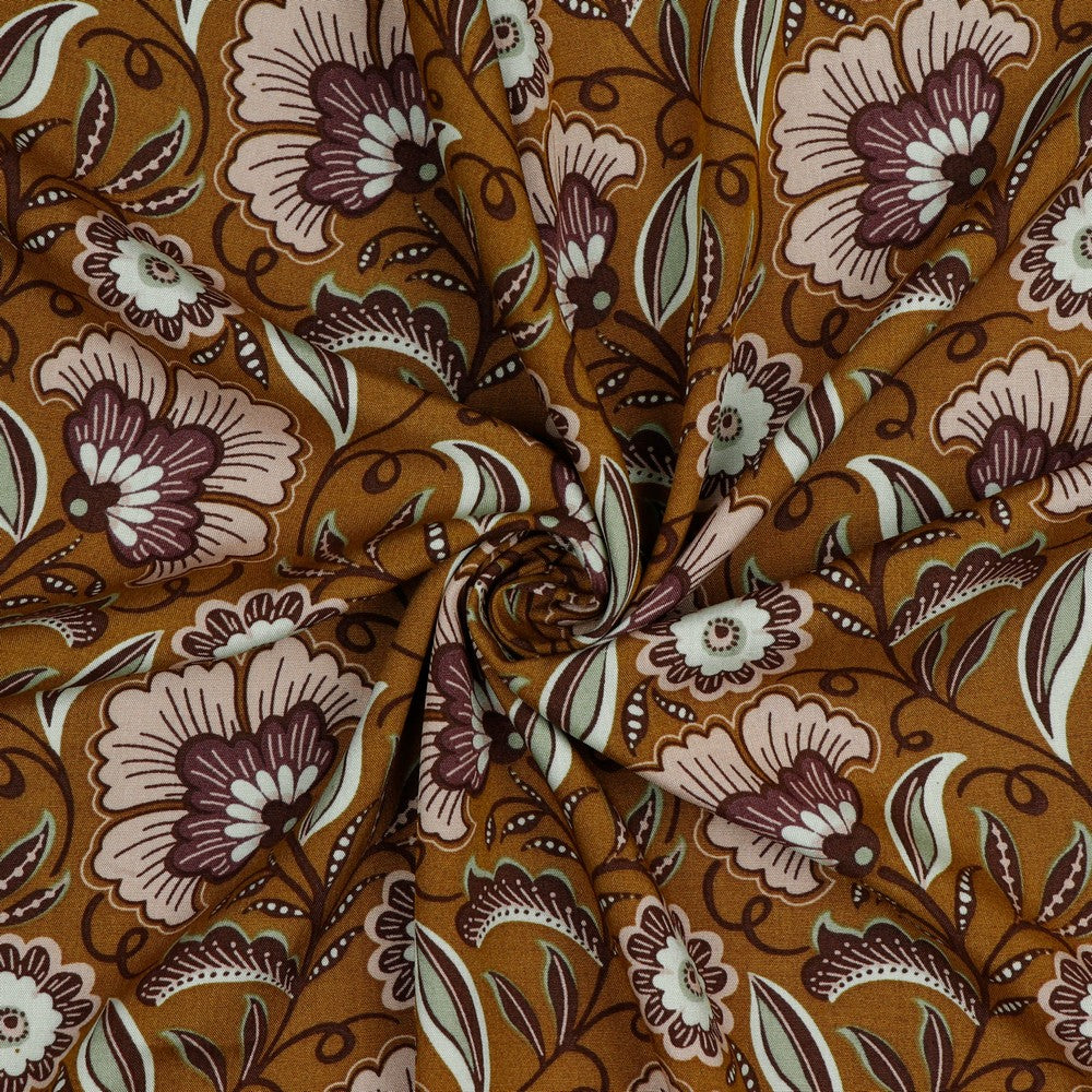 Viskose Bluse Flowers senf bordeaux