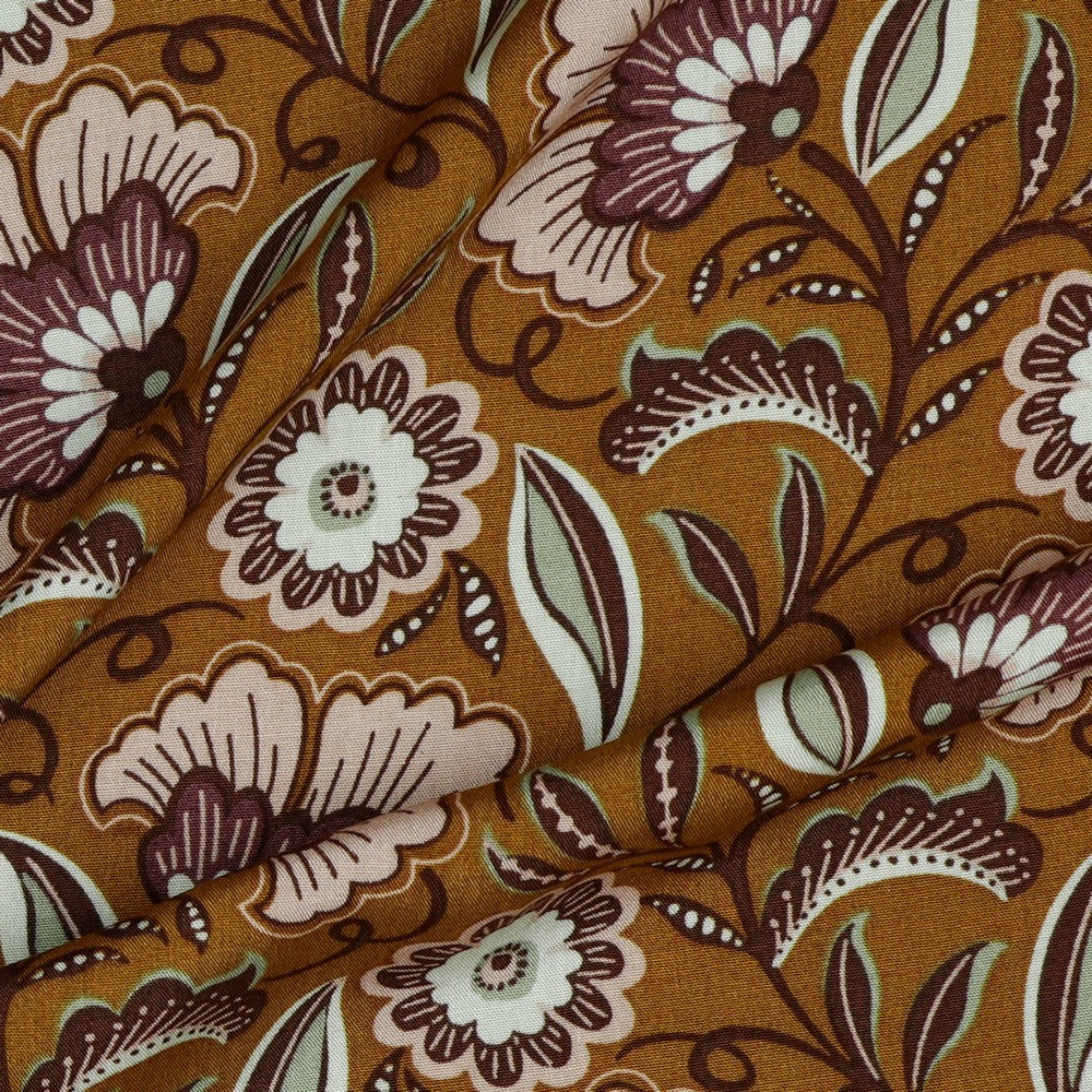 Viskose Bluse Flowers senf bordeaux