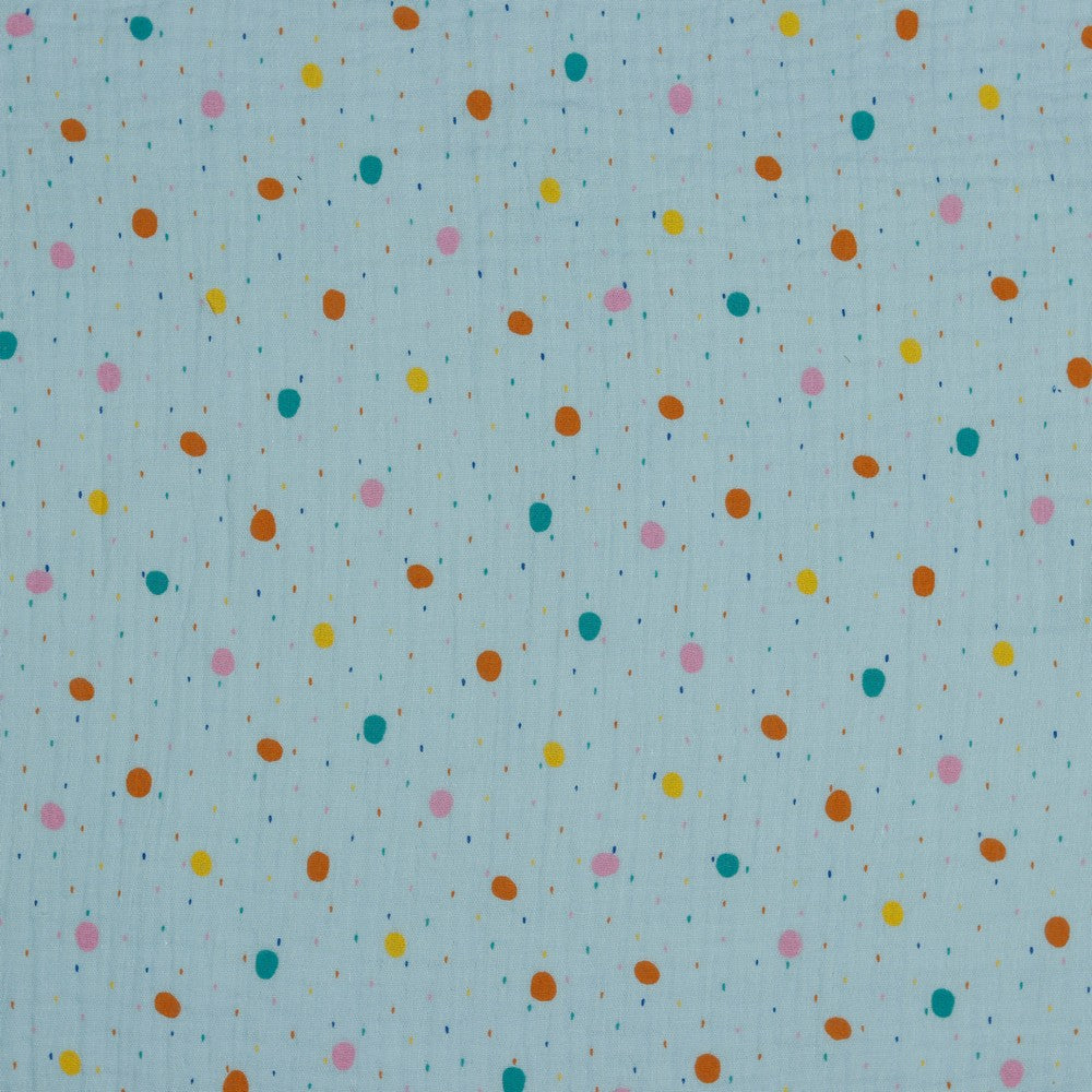 Musselin Rainy Dots hellblau