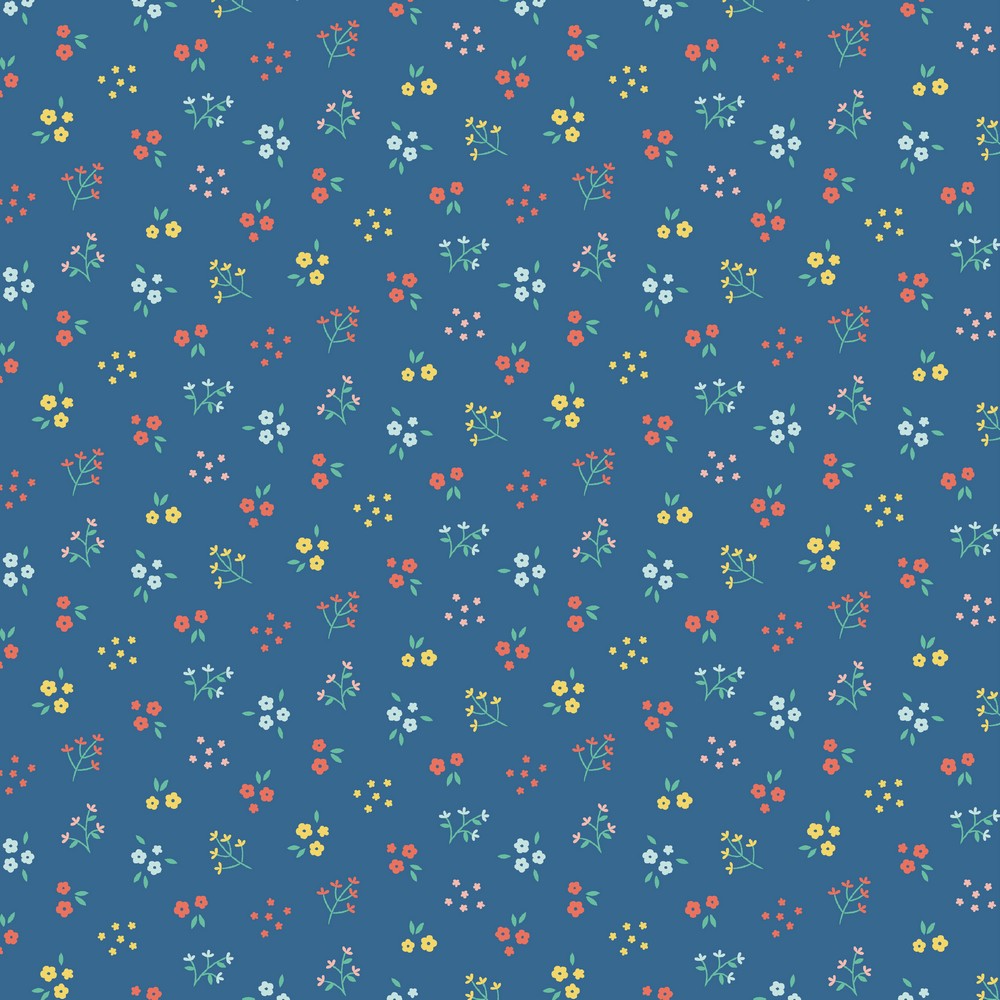 Baumwolle Bio kleine Blumen blau