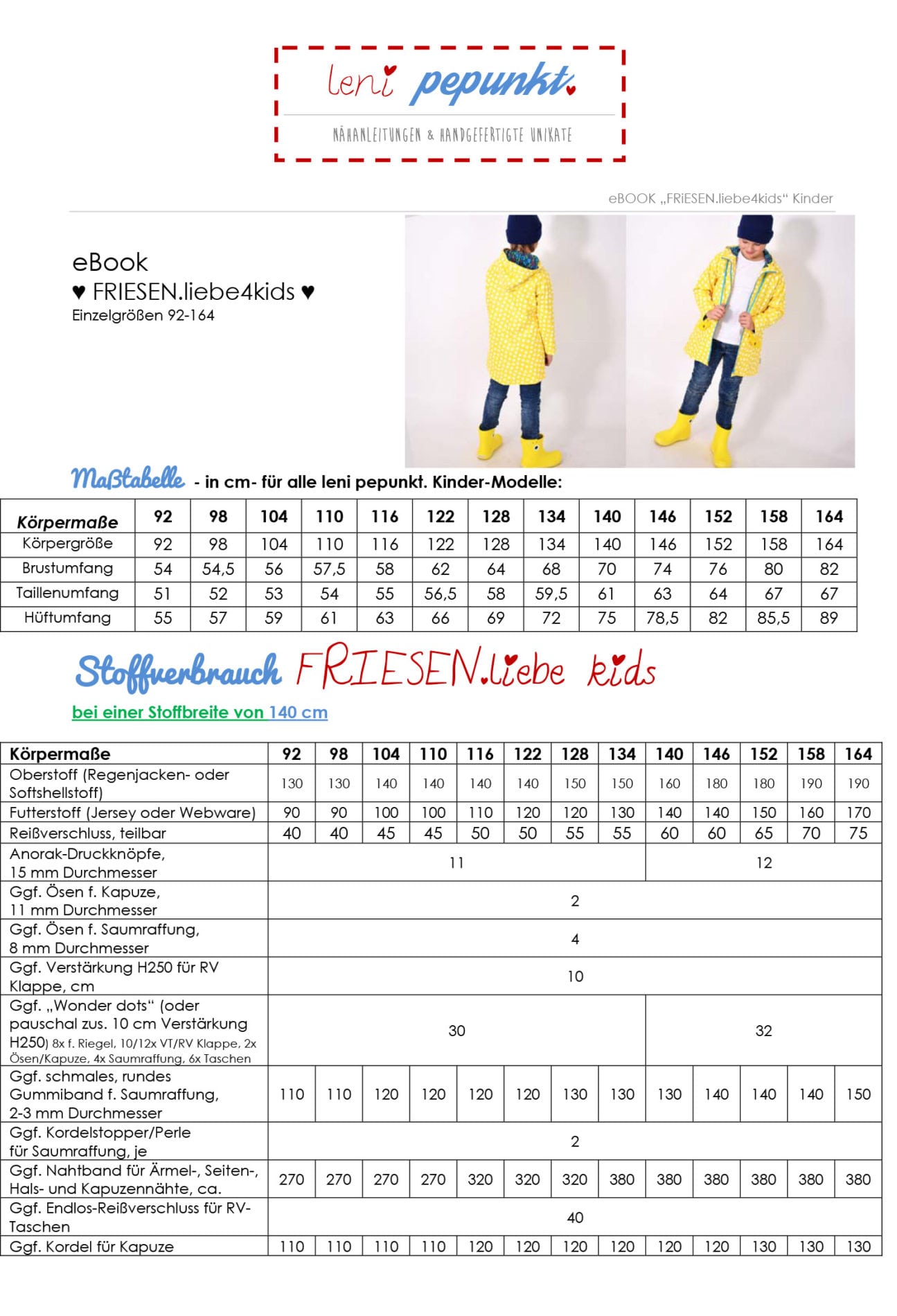 Lenipepunkt FRIESEN.liebe4kids Regenmantel Kinder #108