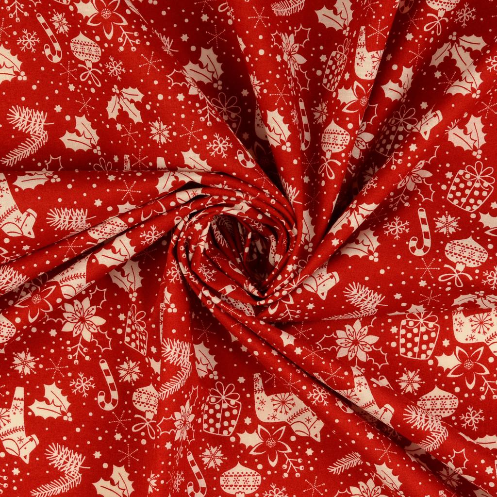 Baumwolle Weihnachten Dalapferde rot