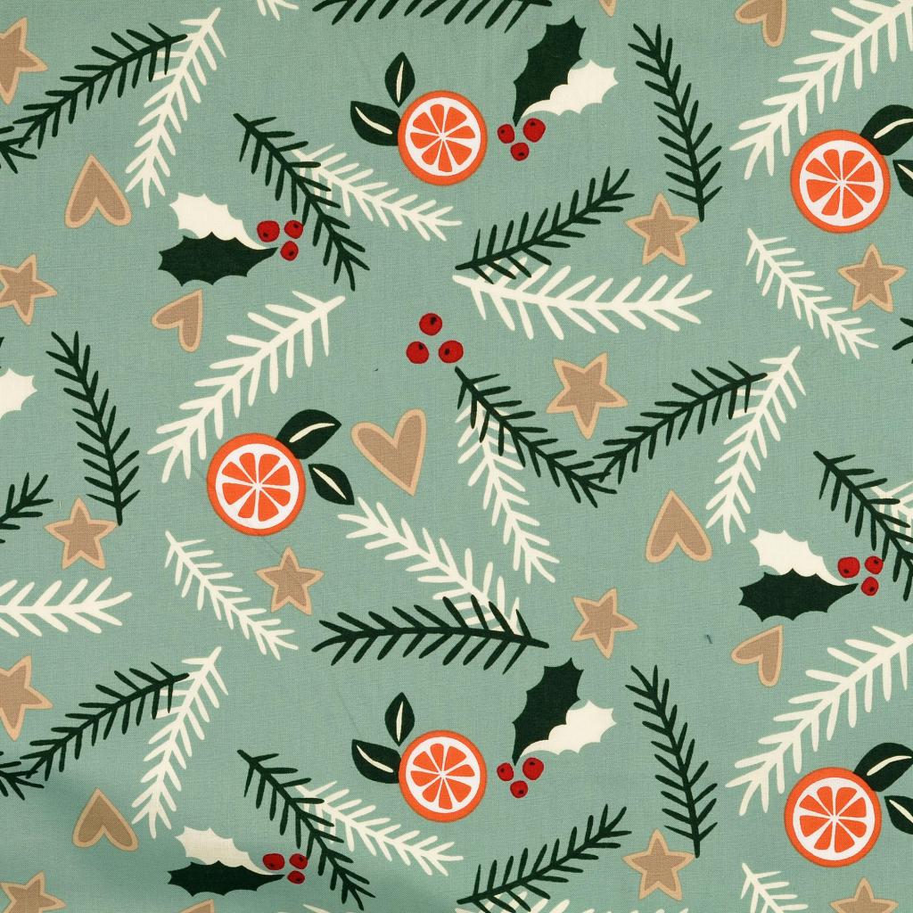 Baumwolle Weihnachten Zweige mistel gold – Fachkultur