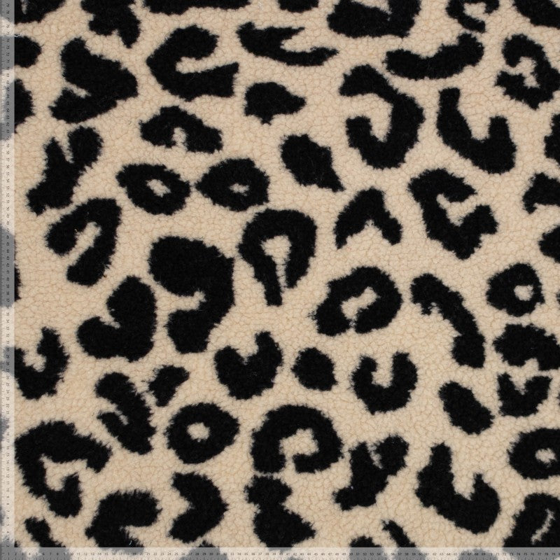 Teddystoff Animalprint Leo beige schwarz