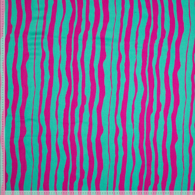 Viskose Satin Silky Stripes pink mint