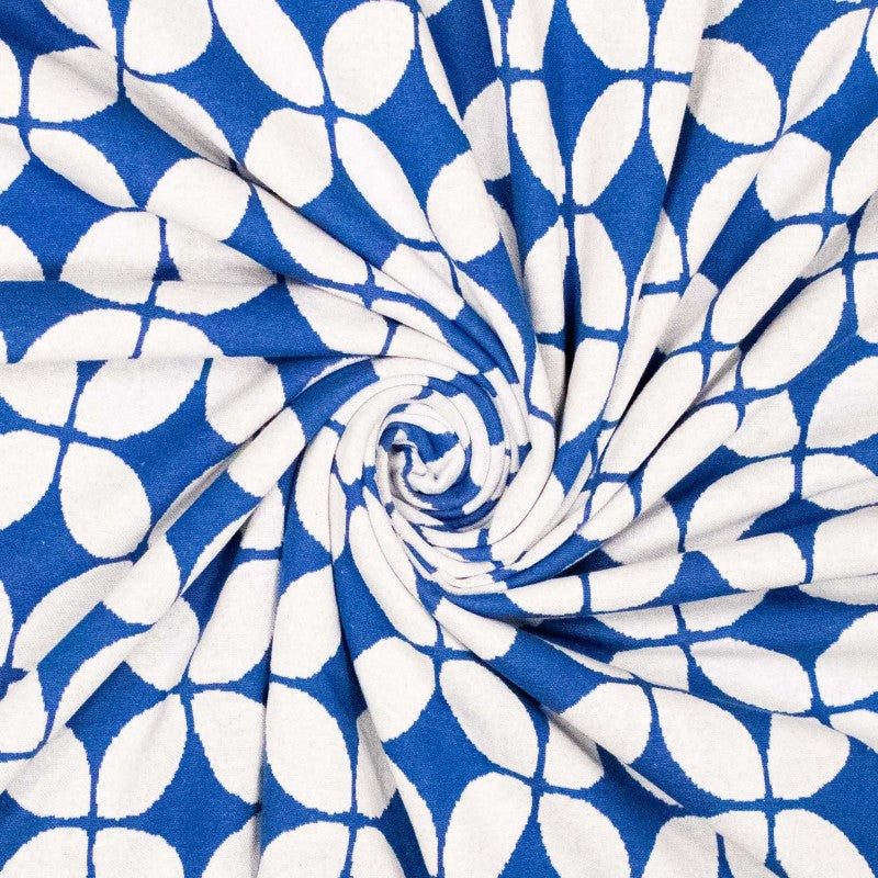 jacquardstoff recycled Abstract blau weiß