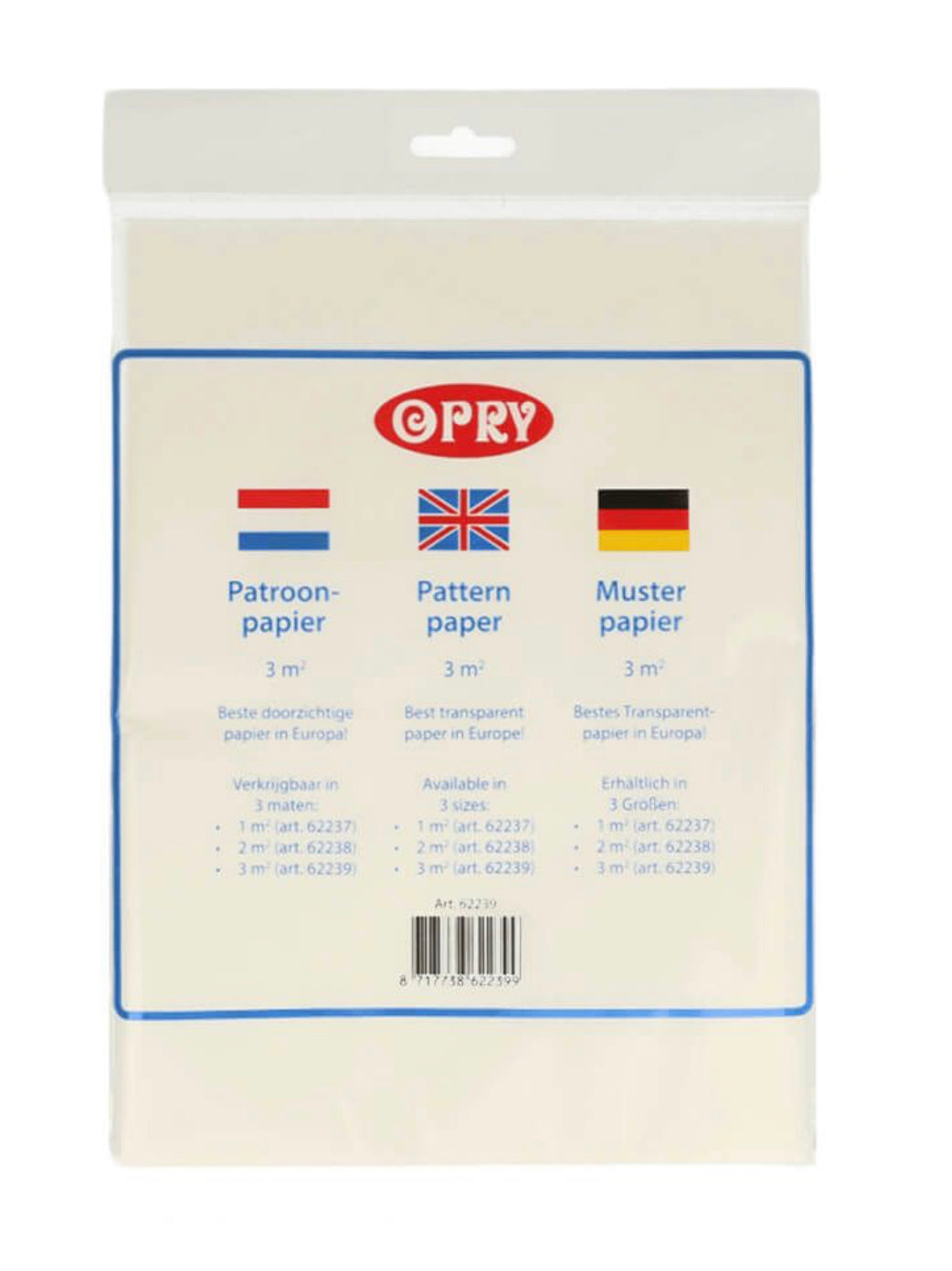 Schnittmusterpapier 3 m² transparent