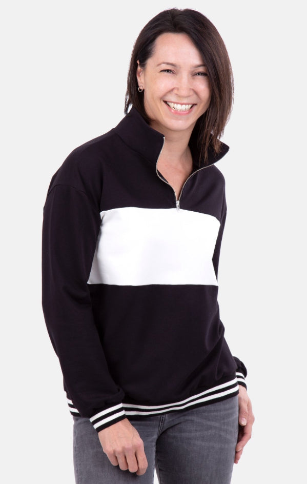 Pattydoo Damen Sweatshirt Troyer mit Kragen Miley