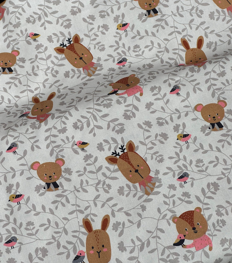 Baumwolle Waldtiere „Cache Cache Hello“