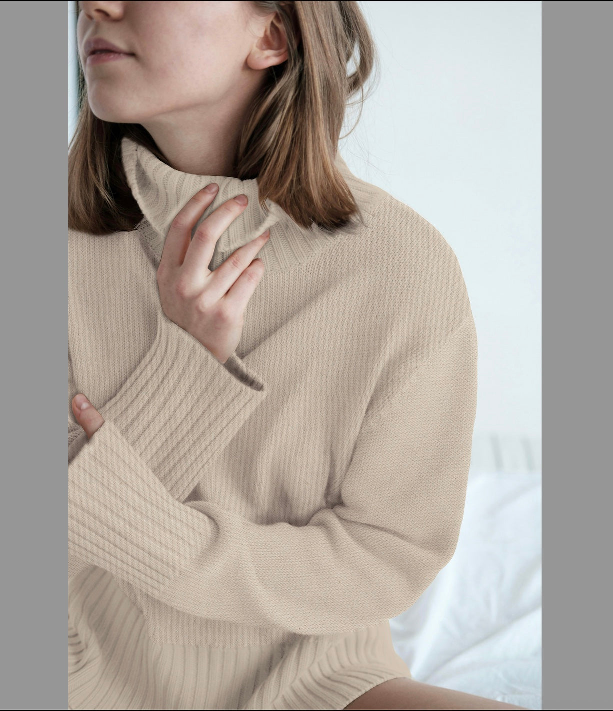 Strick Cotton Knitted dunkel mauve