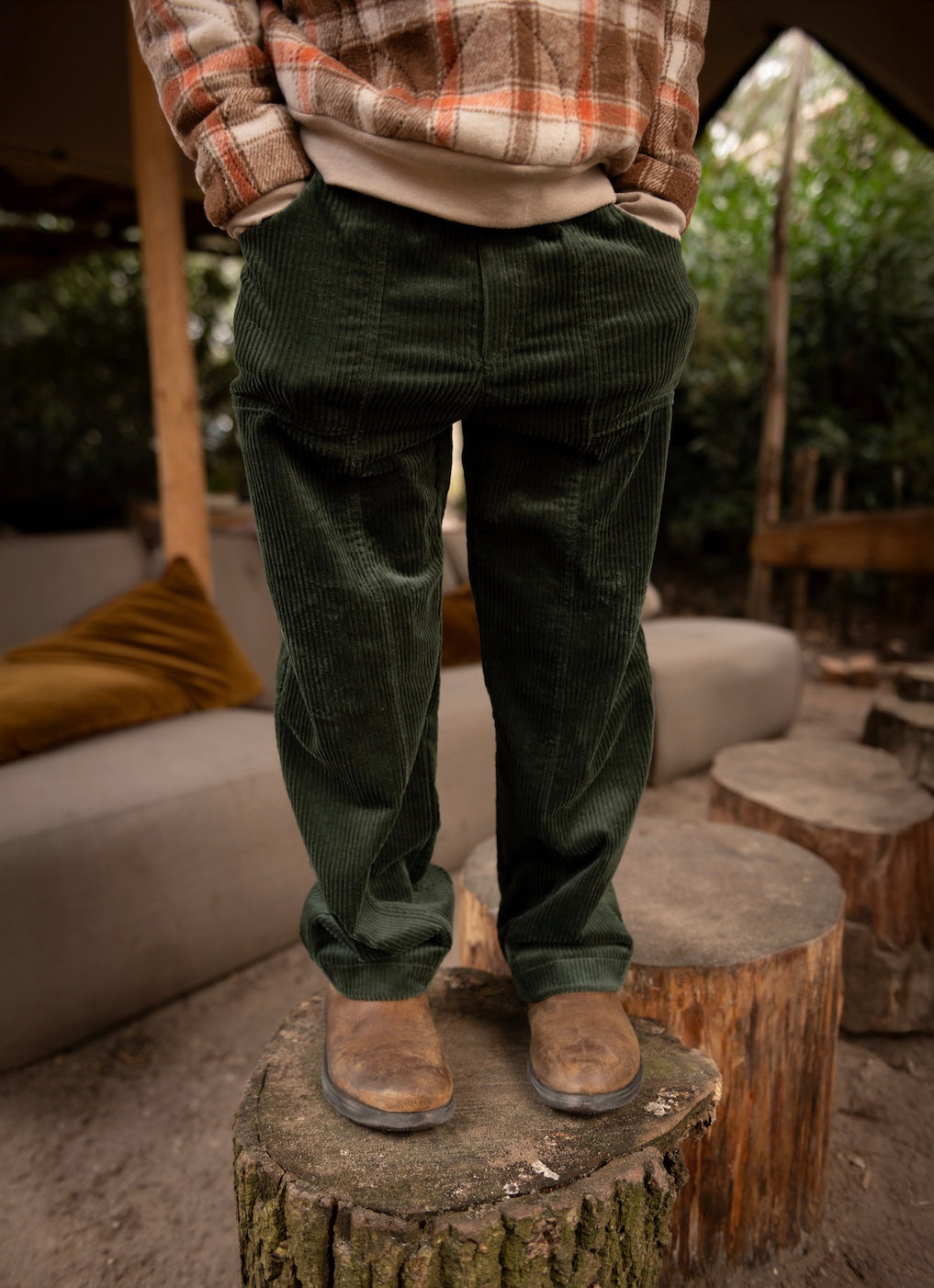 Cord washed stretch cognac