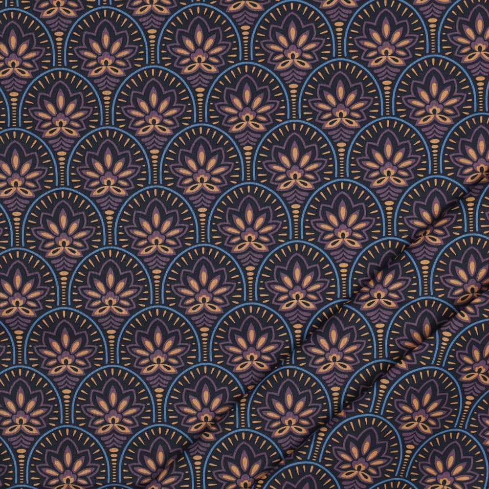 Beschichtete Baumwolle Abstrakt navy