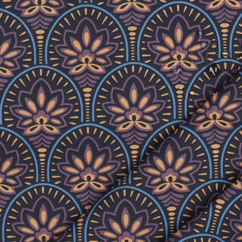 Beschichtete Baumwolle Abstrakt navy