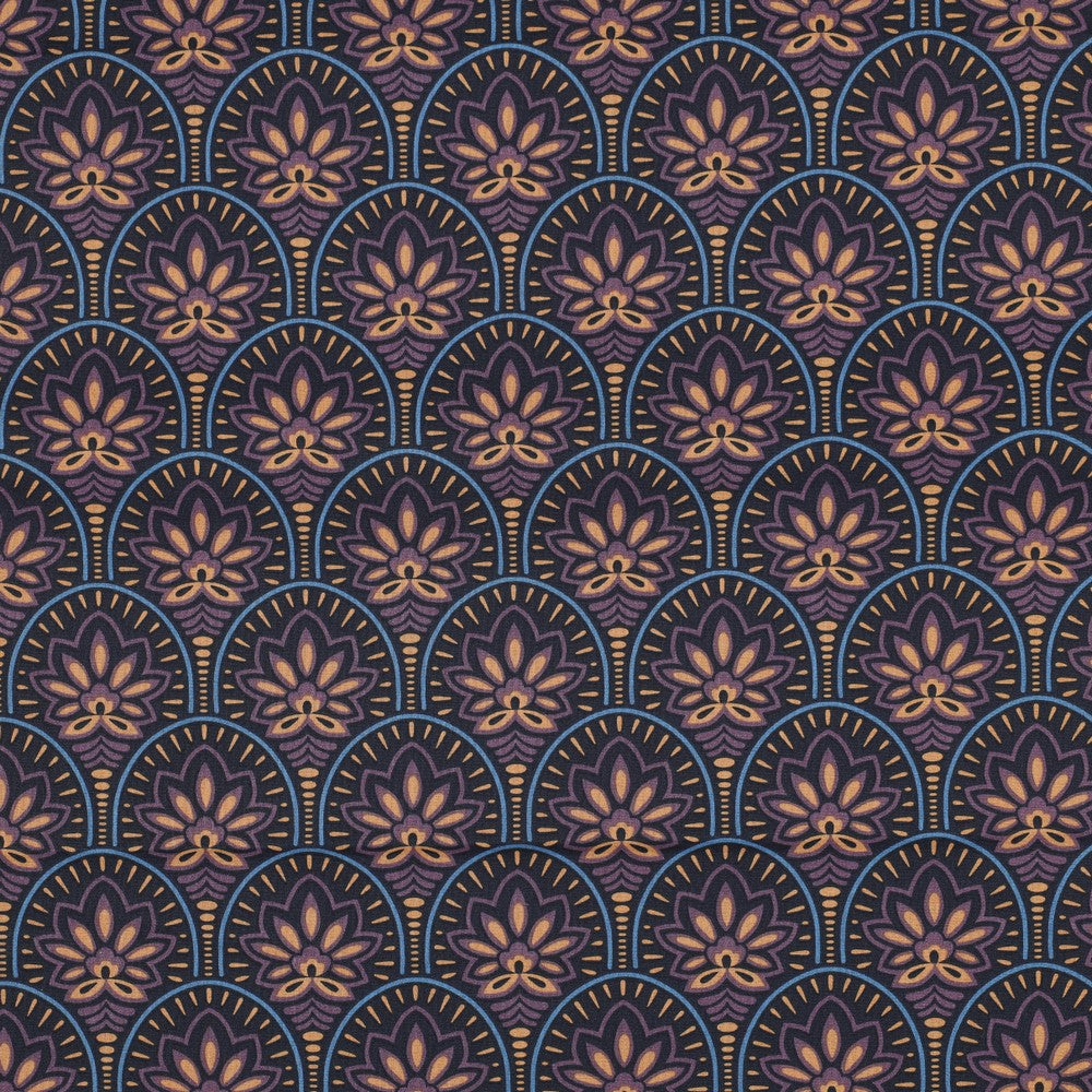 Beschichtete Baumwolle Abstrakt navy