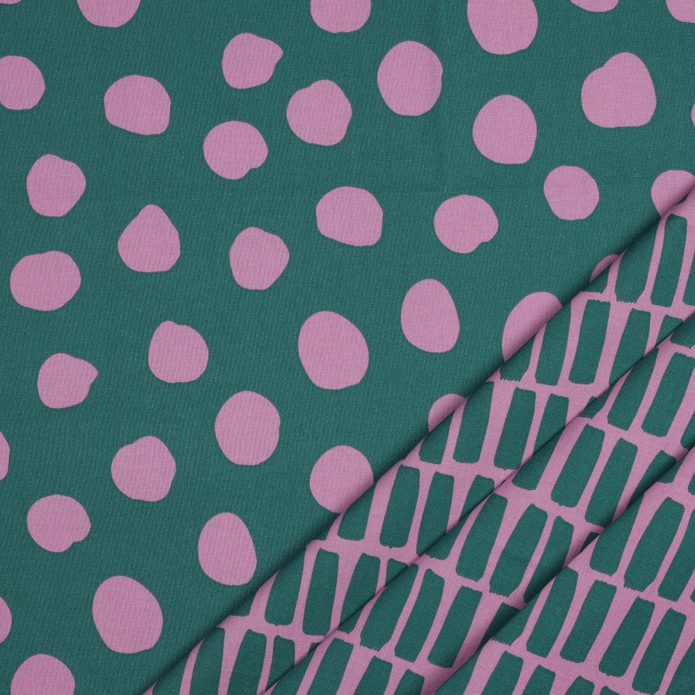 Beschichtete Baumwolle Dots and Stripes petrol