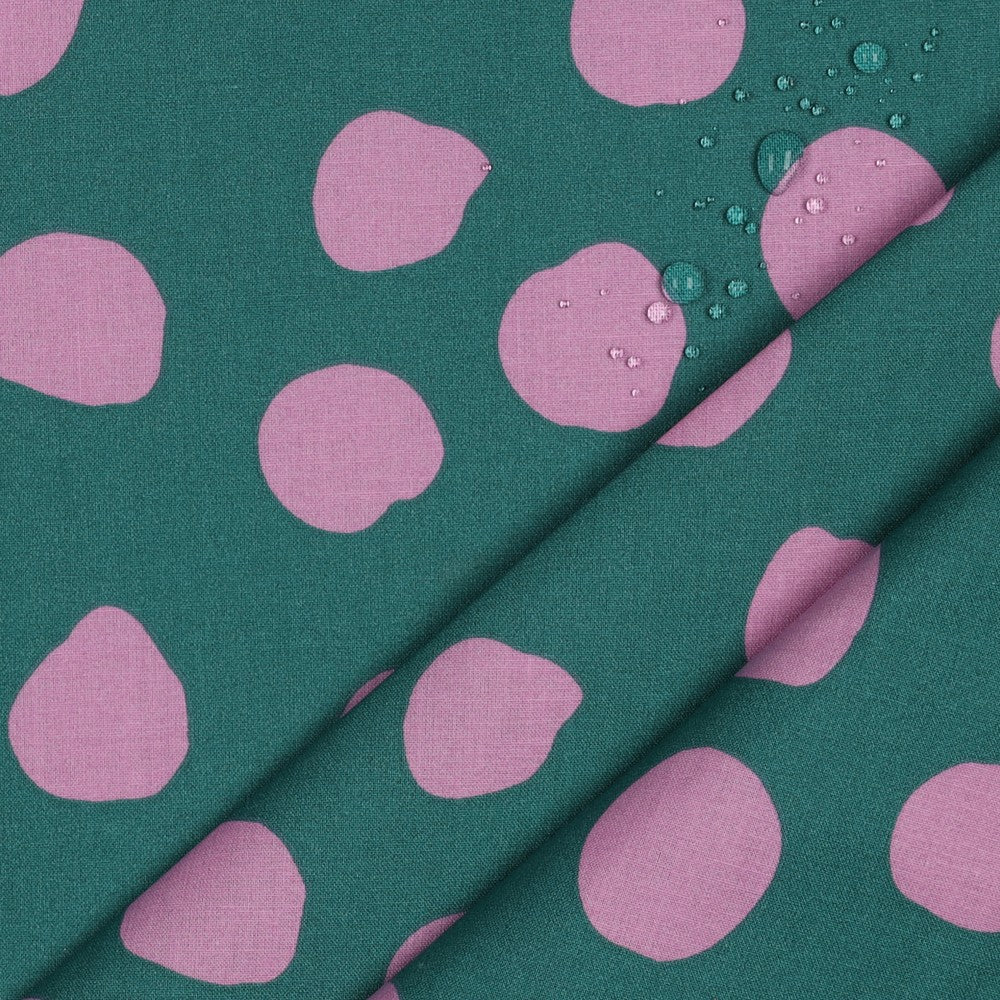 Beschichtete Baumwolle Dots and Stripes petrol