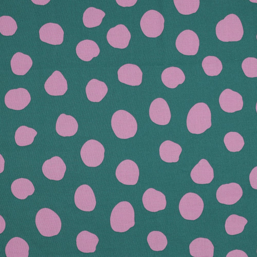 Beschichtete Baumwolle Dots and Stripes petrol