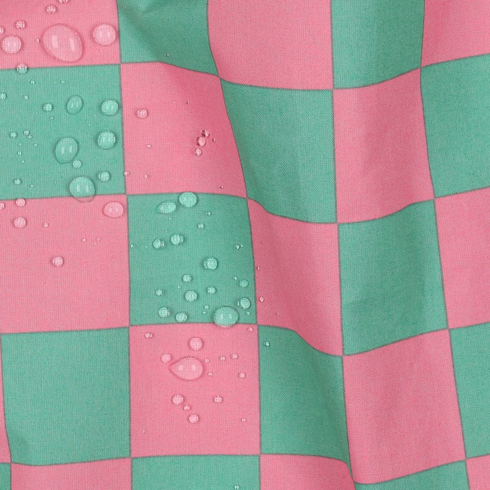 Beschichtete Baumwolle Karo grün pink