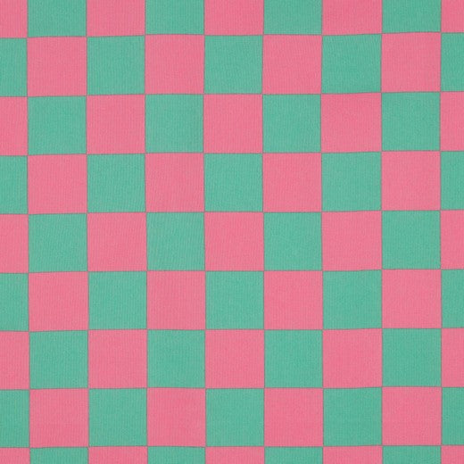Beschichtete Baumwolle Karo grün pink